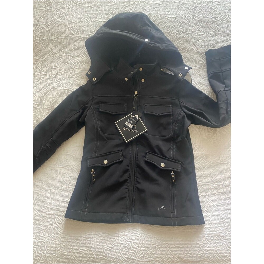 Virtical’9 Black Field Jacket with Hood & High Collar NWT